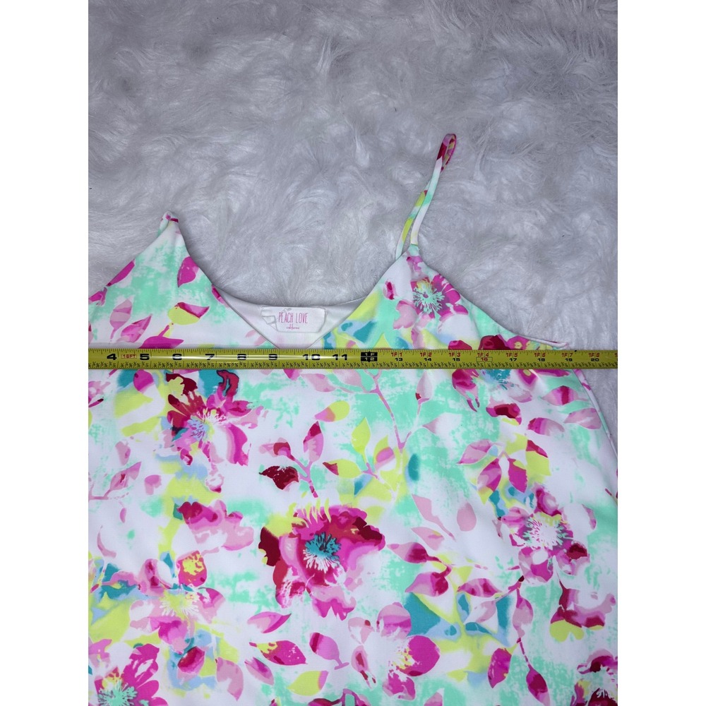 Peach Love California Floral Swing Dress Medium Sleeveless Mini Boho Cottagecore - Picture 7 of 8